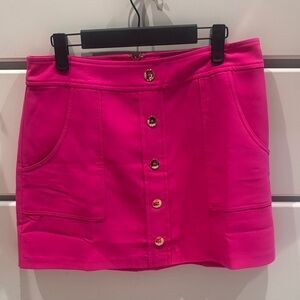 Amanda Uprichard Fuchsia Button-Front Mini Skirt